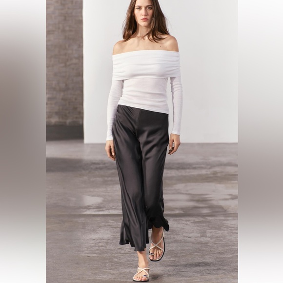 ZARA SATIN EFFECT MIDI SKIRT ZW COLLECTION - Picture 2 of 10